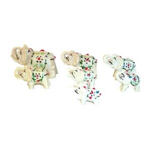 Set of 7 Lucky Fertility Elephants Statues Feng Shui Figurine Trunk Up Decrative